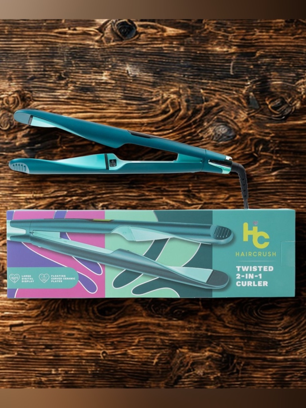 2-in-1 Twist Digital Curler & Straightener | Ceramic Plates Teal